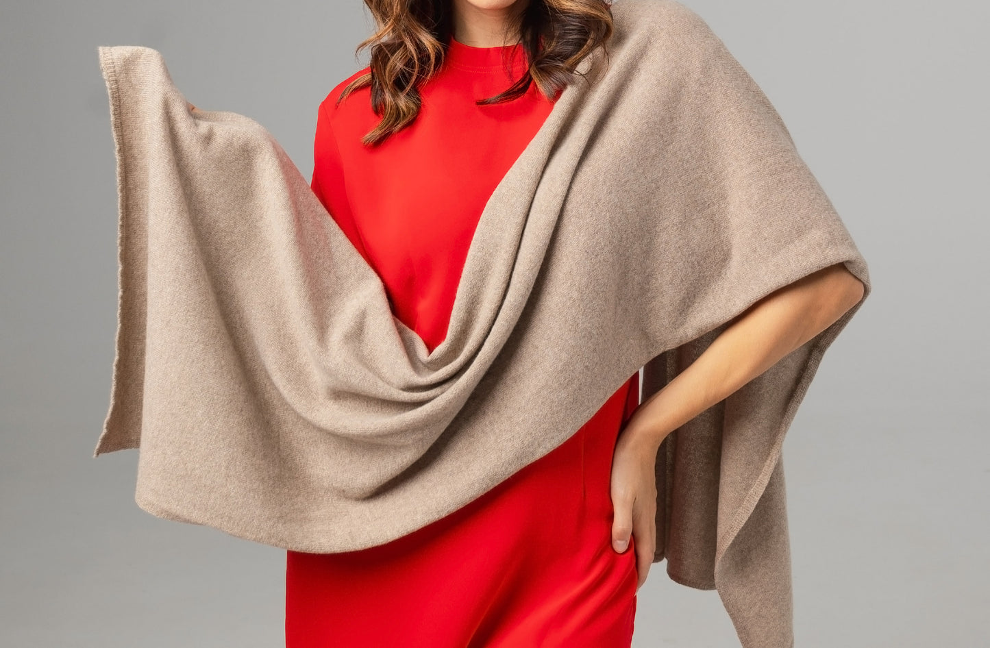 Bež kašmirski šal (100% kašmir)