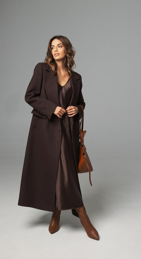 Dugi braon kašmirski kaput