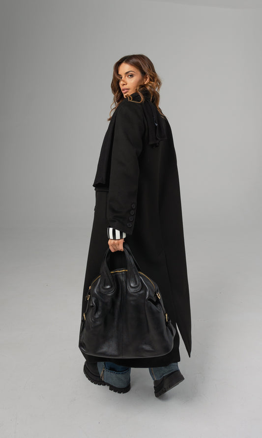 Dugi crni kašmirski kaput